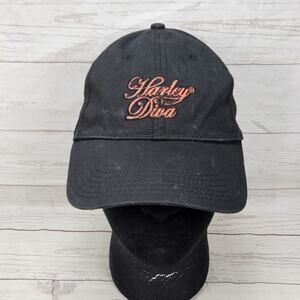 Harley-Davidson Motorcycle Hat Cap Womens One Size Black Strap Back Harley Diva